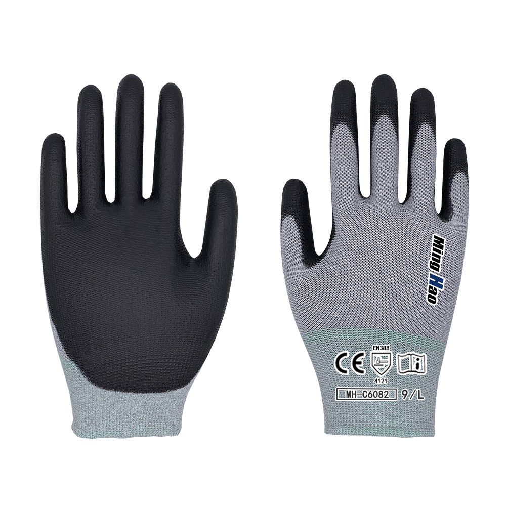Carbon fiber PU coated palm antistatic gloves